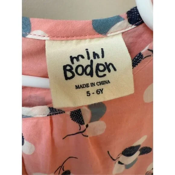 Mini Boden 100% Cotton Pink Floral Spring & Summer Dress Size 5-6Y Girls - Picture 7 of 9
